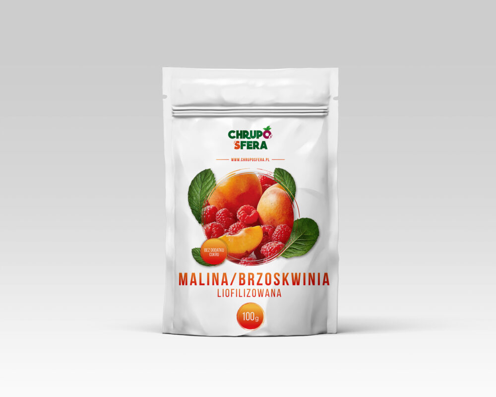 Liofilizowana mieszanka malina i brzoskwinia 100 g – ChrupoSfera