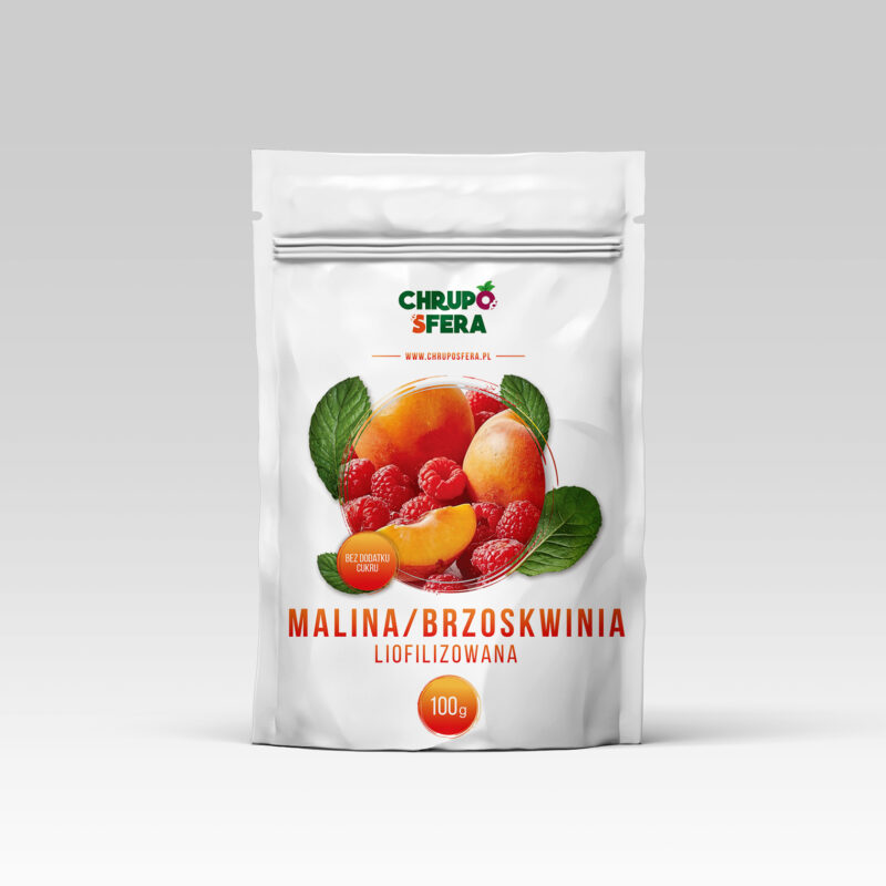 Liofilizowana mieszanka malina i brzoskwinia 100 g – ChrupoSfera