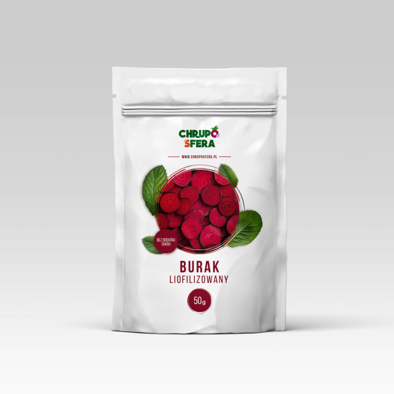 Opakowanie doypack z zamknięciem strunowym z naklejką informacyjną - Burak Liofilizowany 50 g- ChrupoSfera.pl
