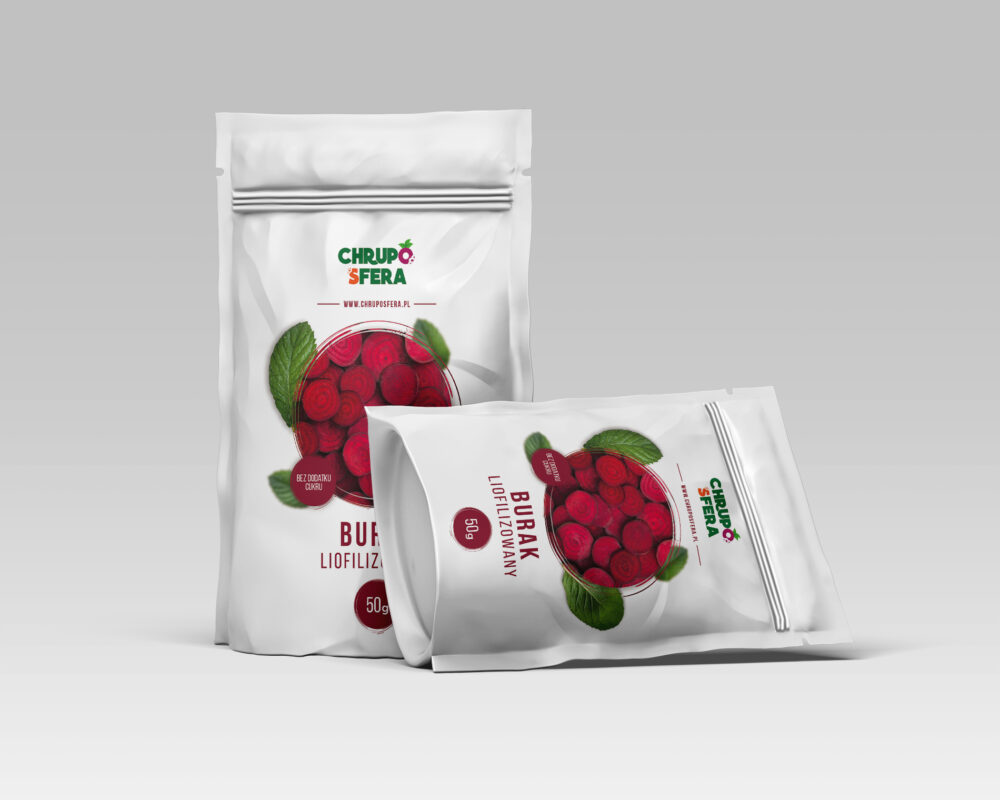 Opakowanie doypack z zamknięciem strunowym z naklejką informacyjną - Burak Liofilizowany 50 g- ChrupoSfera.pl