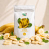 Banan liofilizowany 100 g w otoczeniu świeżych bananów i suszonych plastrów – ChrupoSfera