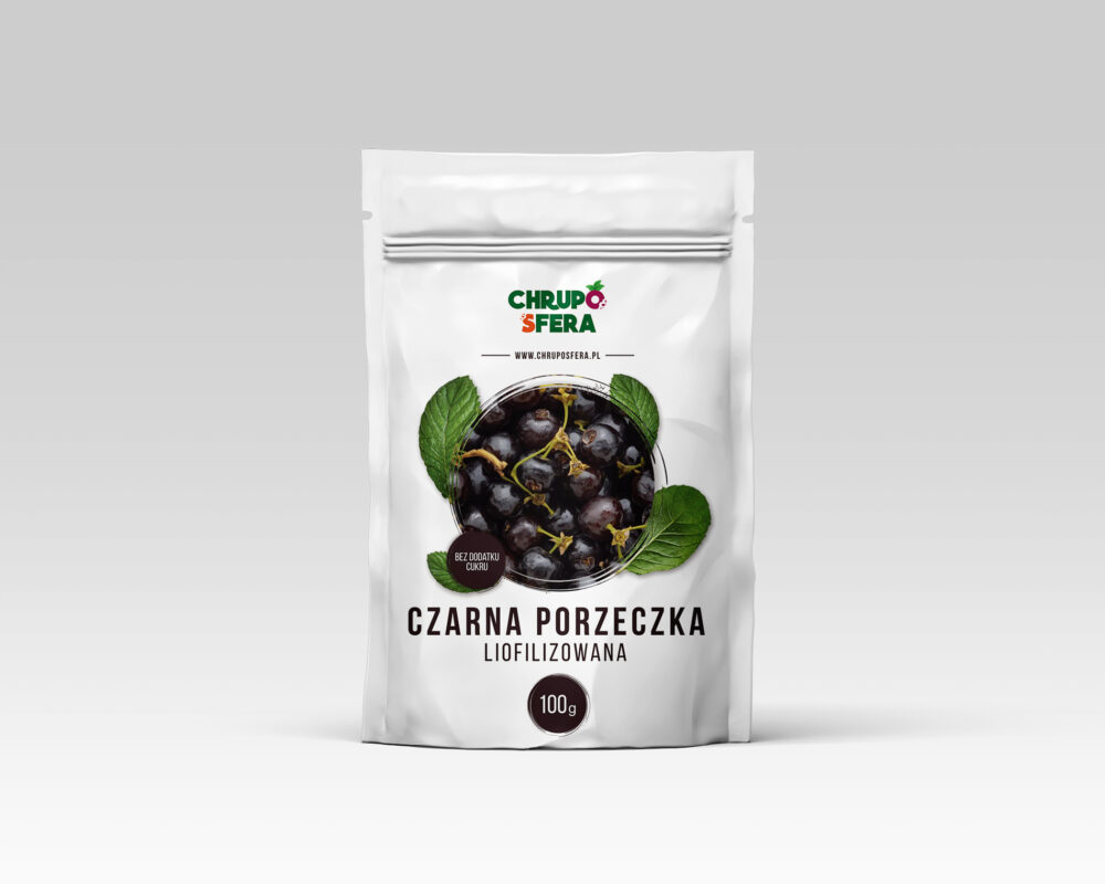 Liofilizowana czarna porzeczka 100 g w saszetce – ChrupoSfera