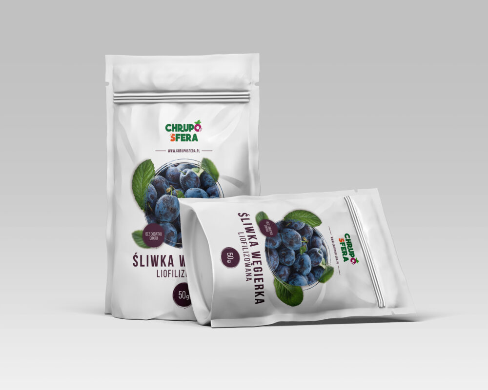 Dwa opakowania liofilizowanej śliwki węgierki 50 g – ChrupoSfera