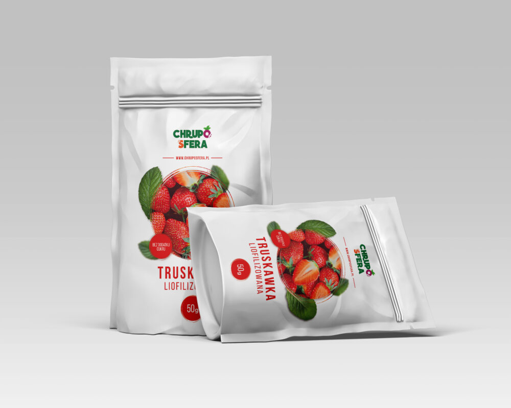 Truskawka-liofilizowana-50-g---02 Opakowanie doypack z zamknięciem strunowym z naklejką informacyjną - Truskawka Liofilizowana 50 g- ChrupoSfera.pl
