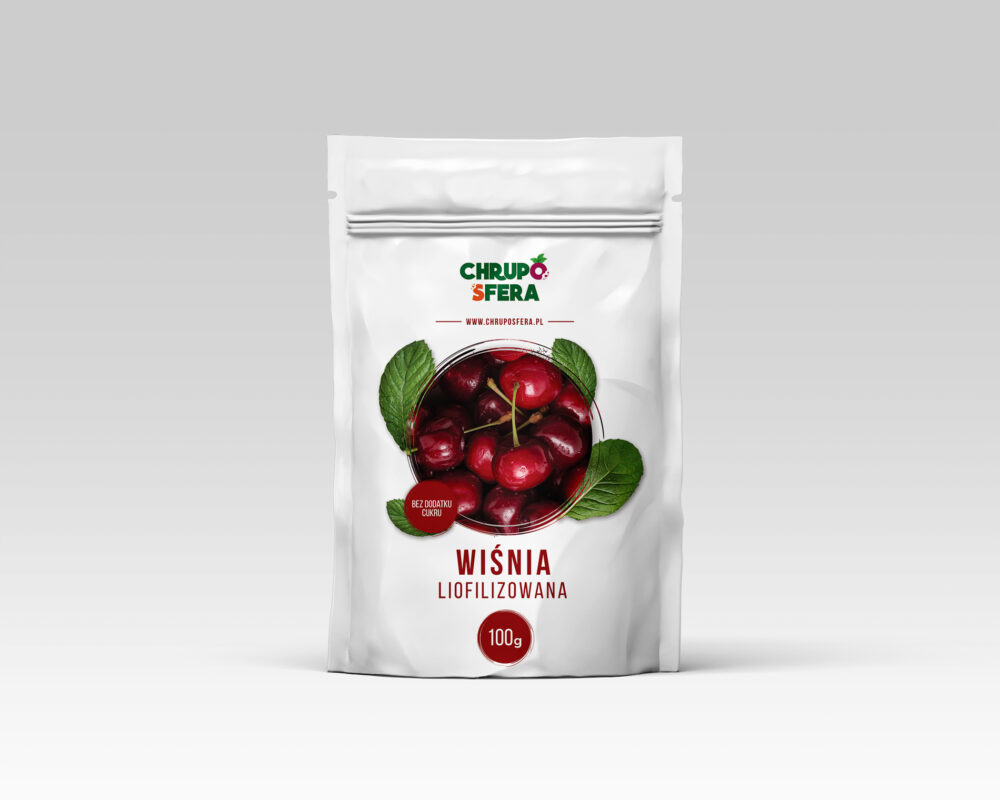 Liofilizowana wiśnia 100 g w opakowaniu doypack – ChrupoSfera
